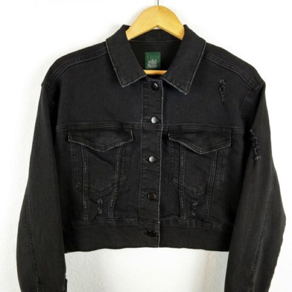 Wild Fable Black Distressed Denim Jacket